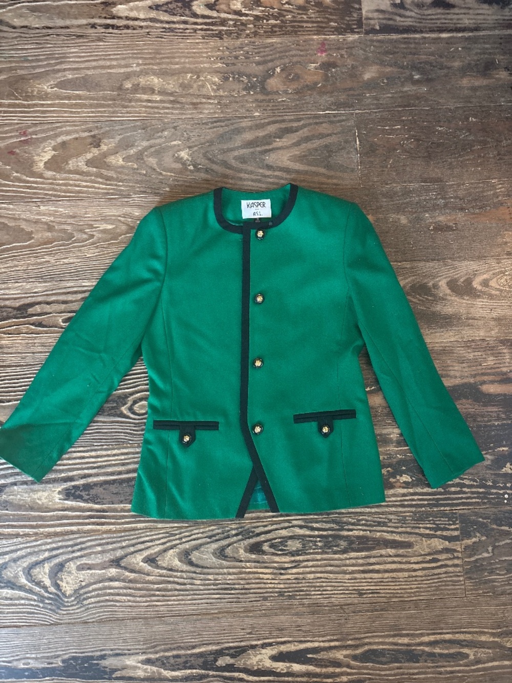 Kasper for A.S.L. Pine green with black trim jacket
